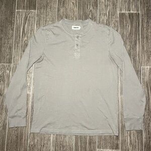 Taylor Stitch Organic Cotton Long Sleeve Gray Henley Shirt Mens 38 Casual